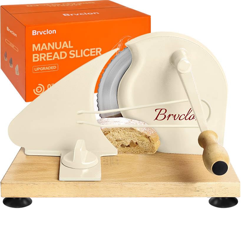 Brvclon Manual Bread Slicer Adjustable Thickness, Hand Crank Bread Slicer